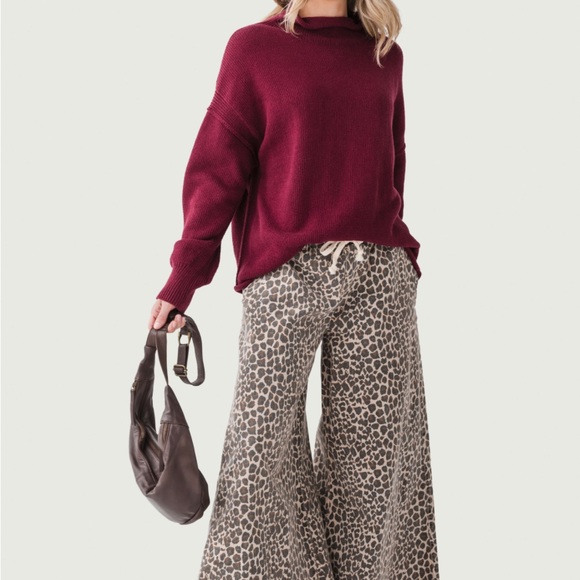 Leopard Print Stretch Wide-Leg Pants by Vintage Havana - Picture 2 of 11